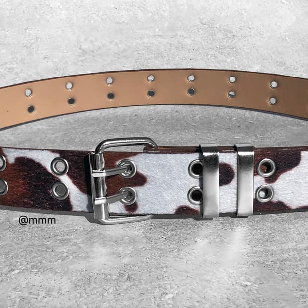 [Unisex] 카우헤어 더블 아일렛 송치 벨트