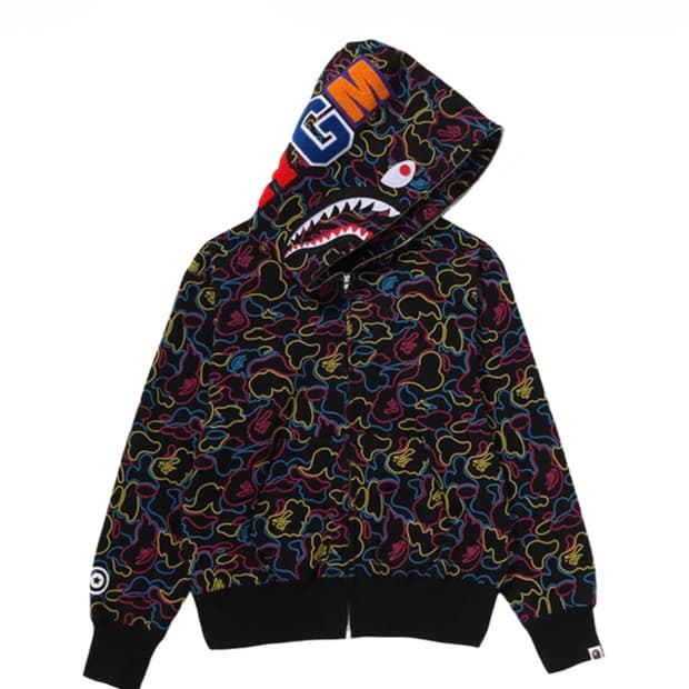 베이프 네온 카모 샤크 후드집업 우먼