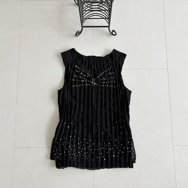 sequin pleated sleeveless top