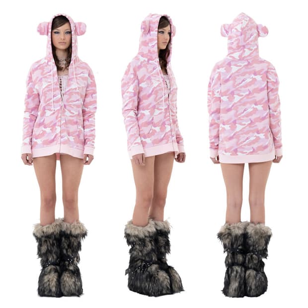 베이비메탈클럽 Bear gal hood pink camo