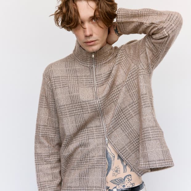 아워레가시 BEIGE HOUND CHECK SHRUNKEN FULLZIP