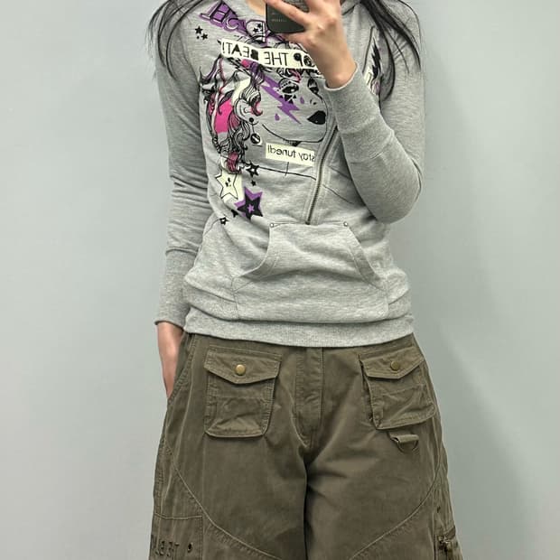 디젤 y2k 와투케 그레이 지퍼 후드티