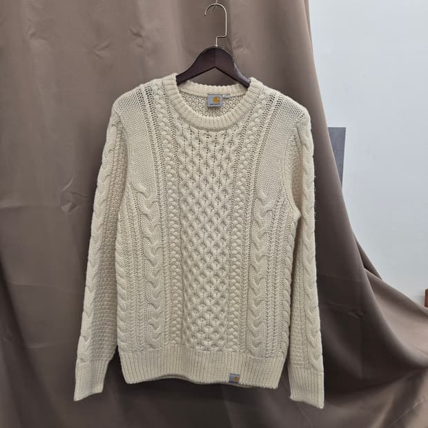 칼하트 아이보리 케이블 니트 스웨터 S