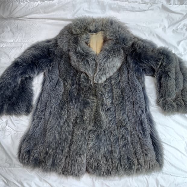 그레이 차콜 믹스 퍼 빈티지 퍼자켓