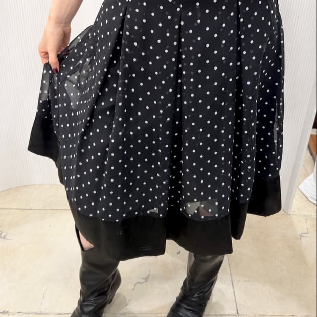Dot black sheer midi skirt