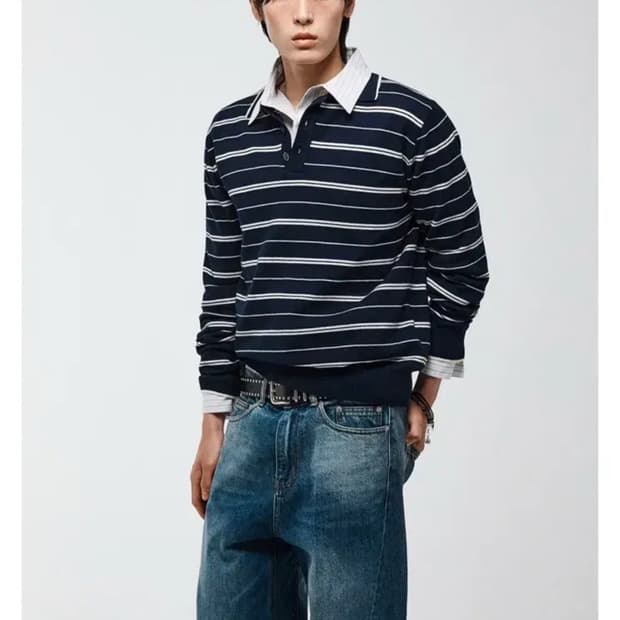 알렌느 스트라이프 폴로 니트