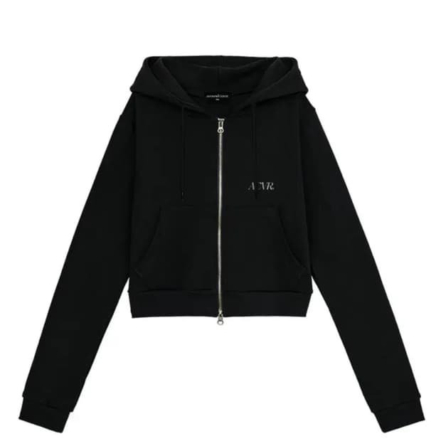 어커버 블랙 크롭 후드집업
