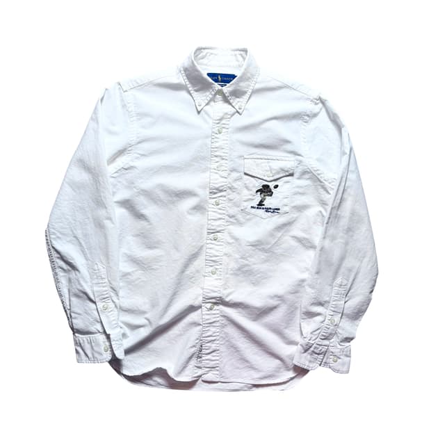 폴로 옥스퍼드면 화이트 베어 셔츠