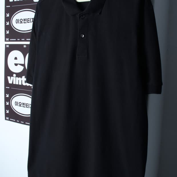 (XL-2XL) 무신사 스탠다드 반팔 카라 티셔츠 무지 블랙-H32943