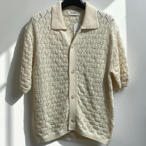 타임 카라 반팔 니트 가디건