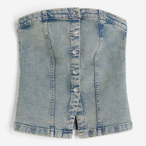 h&m denim bandeau top