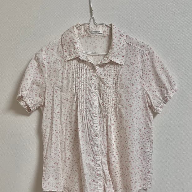 빈티지 잔꽃무늬 반팔 블라우스 모리걸