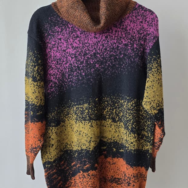 믹스 컬러 터틀넥 울 니트 