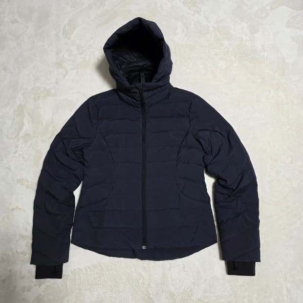 (4)여성 안다르 에어플라이 구스다운 패딩 점퍼 네이비