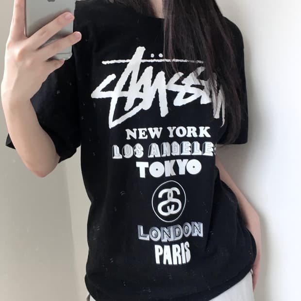 Stussy 스투시 블랙 월드투어 티셔츠