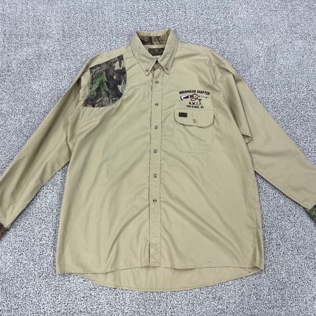 90s 리얼트리 배색 헌팅셔츠