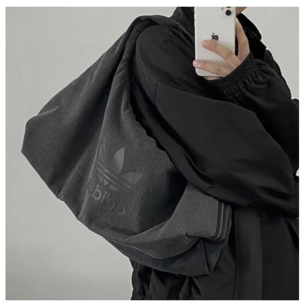 아디다스 데님 숄더백 블랙