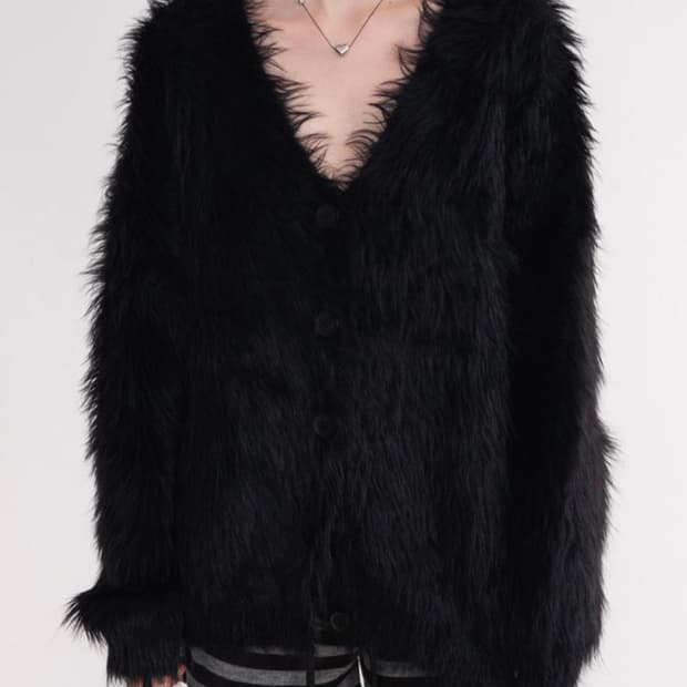 오버 브러쉬 퍼가디건