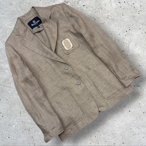 [55] 23ss 아쿠아스큐텀 헤링본 린넨 자켓 브라운 D362