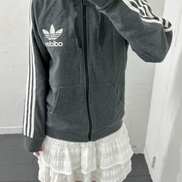 adidas gray hood zipup 