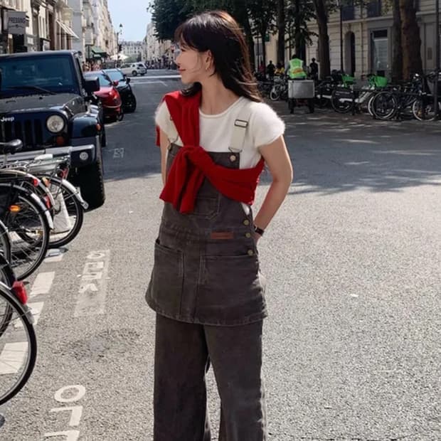 썸웨어버터 빈티지 콤비 오버롤 빈티지 브라운