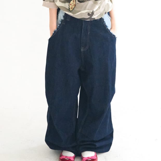 샵페어리 cut-off denim maxi pants (blue)
