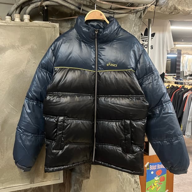 아식스 패딩 블랙 그린 95 #csz2127