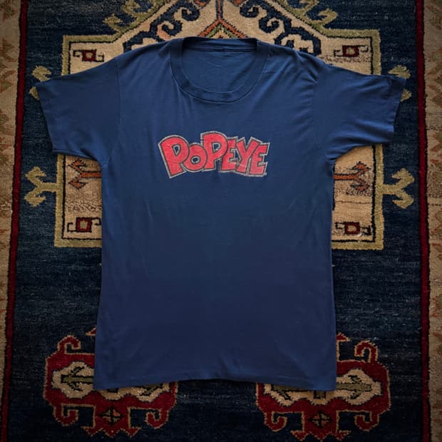 80s USA POPEYE 글리터 데칼 프린팅 티셔츠