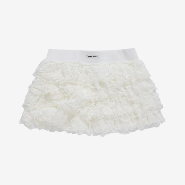 크랭크 캉캉 프릴 미니 스커트 아이보리