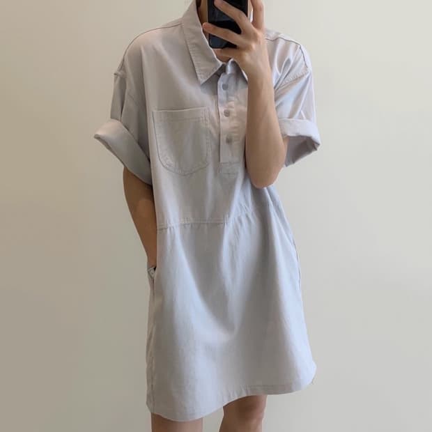 (새상품) 코튼 카라 원피스
