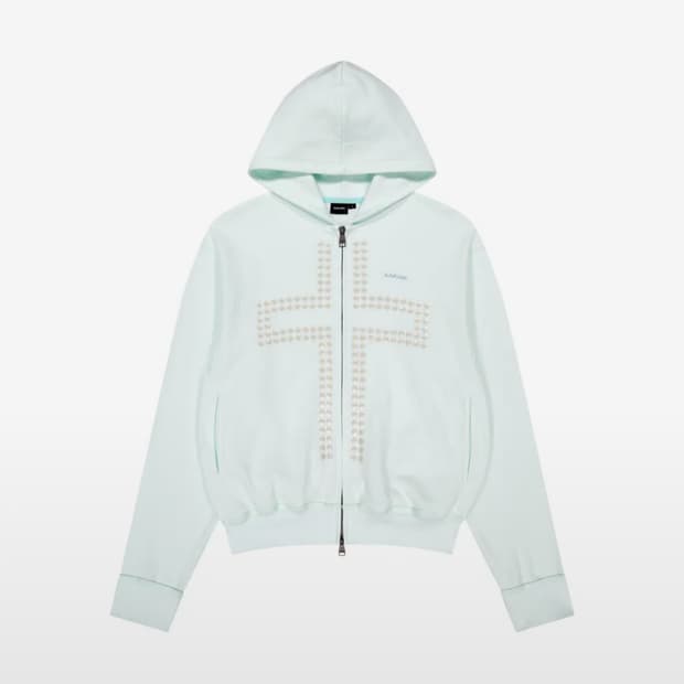 아캄 크로스 라인스톤 후디집업 아이스블루 후드집업