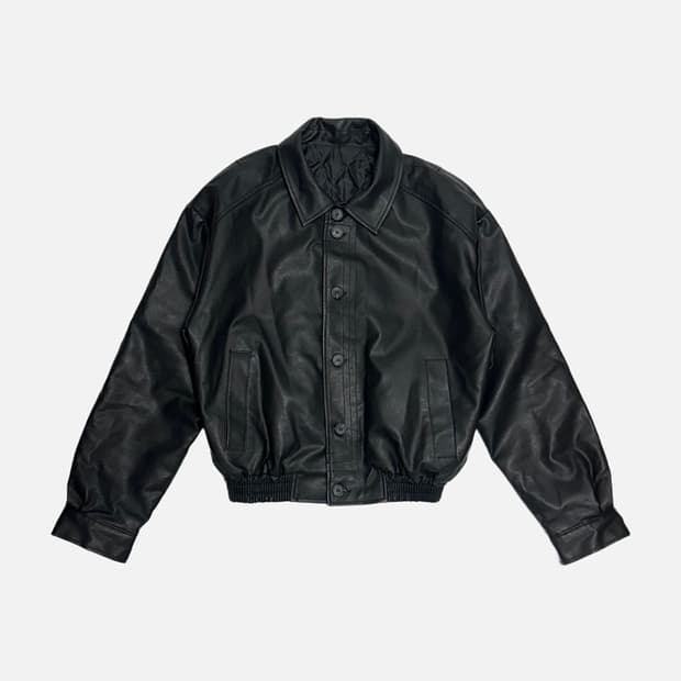 veil 누빔 레더 블루종 자켓