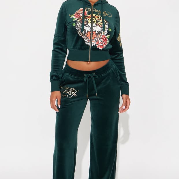 [새제품] 에드 하디 벨루아 벨벳 후드집업 팬츠 셋업