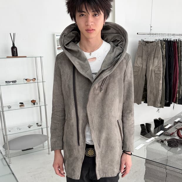 토네이도 마트 비대칭 워시드 후드 자켓