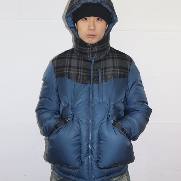 Y-3 체크 패턴 다운 자켓