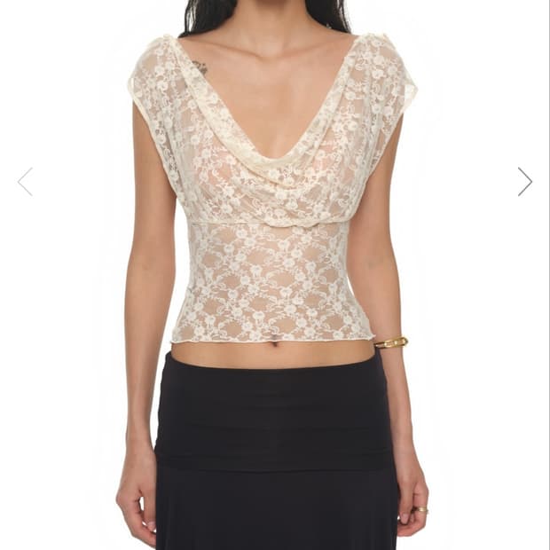 투머치택스 LACE BUTTON TOP (IVORY) xs