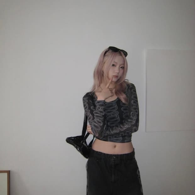 히스테릭글래머 스네이크 시스루 긴팔
