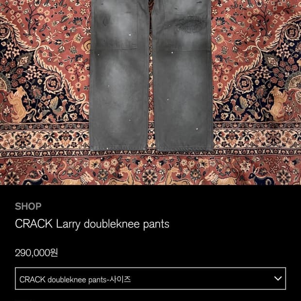 Blackout crack larrydoubleknee gray M | 후루츠패밀리 blackout CRACK Larry doubleknee pants