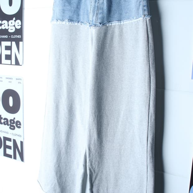 W(S-M) 브랜드빈티지 청바지 데님 스웻 레이어드 한정판-P10635