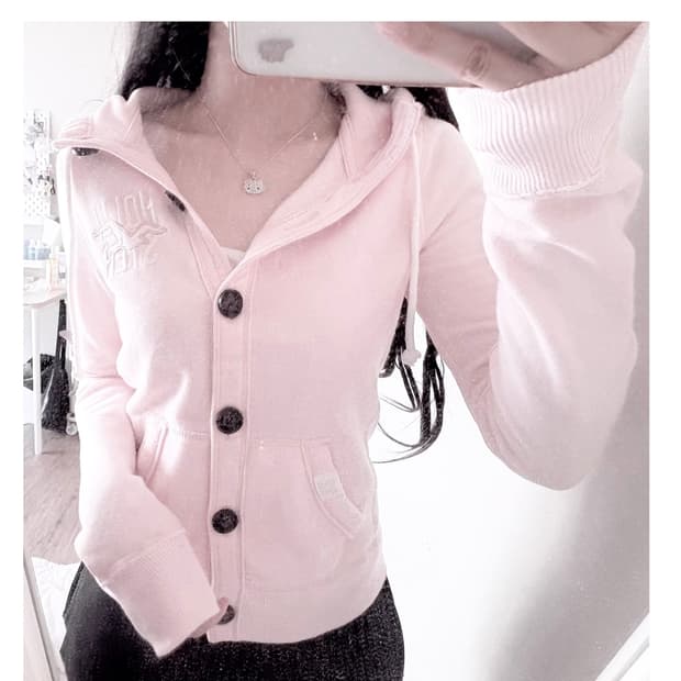 빈티지 홀리스터 연핑크 버튼업후드집업 Hollister 리즈리사 히메갸루