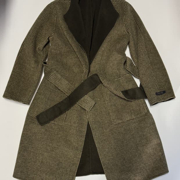 희귀!! 여성 지오송지오 핸드메이드 양면 체크 벨트 코트 66