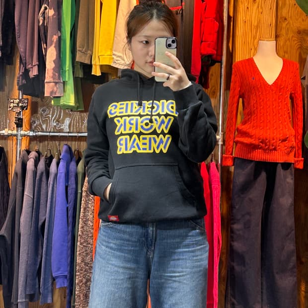 M 디키즈 워크웨어 빅로고 블랙 후드티