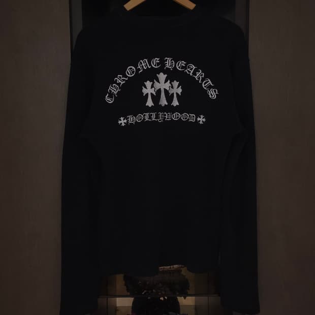 [L] 크롬하츠 세메터리 헨리넥 와플 니트 블랙