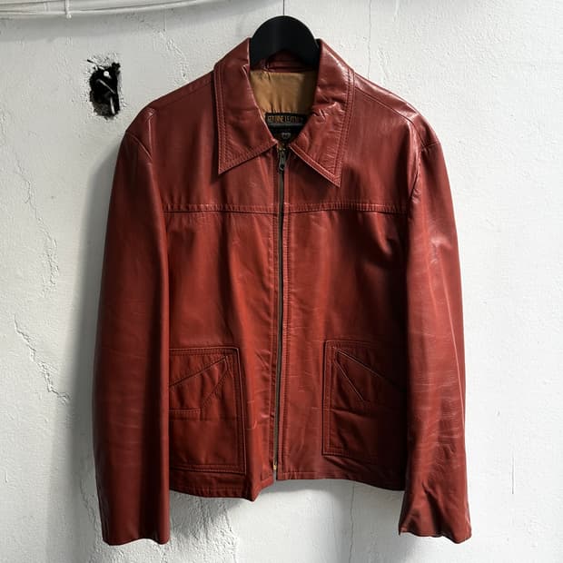 70's 빈티지 크롭 레더 자켓 히피 자켓