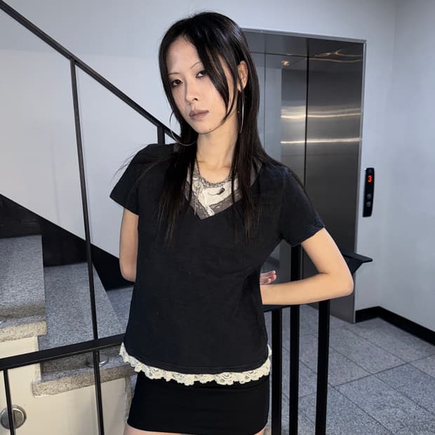 lace trim layered top