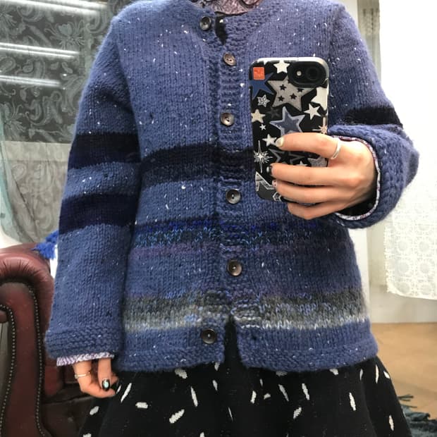 빈티지 스트라이프 니트 가디건 