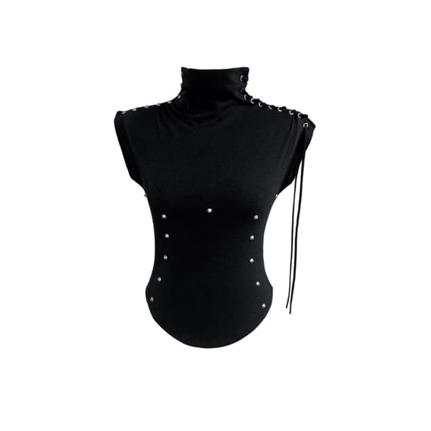 키묘 콘 스터드 바디 라인 탑 블랙 cone stub body line