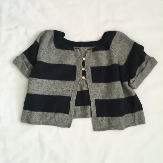 Cropped Stripe Knit Cardigan