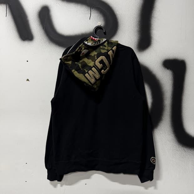 정품 베이프 스와로브스키 1st 반 녹계 반카모 샤크 풀 집업 후디