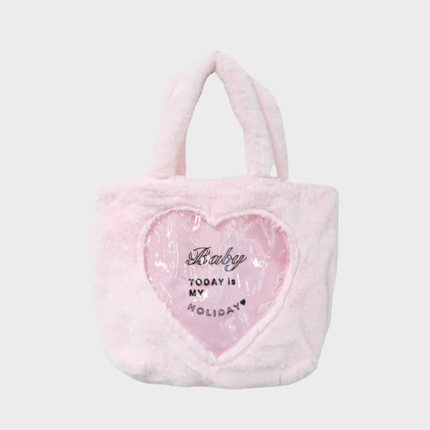 MOLIDAY 딸기우유 히메갸루 하트 페이크 퍼 토트백 61581